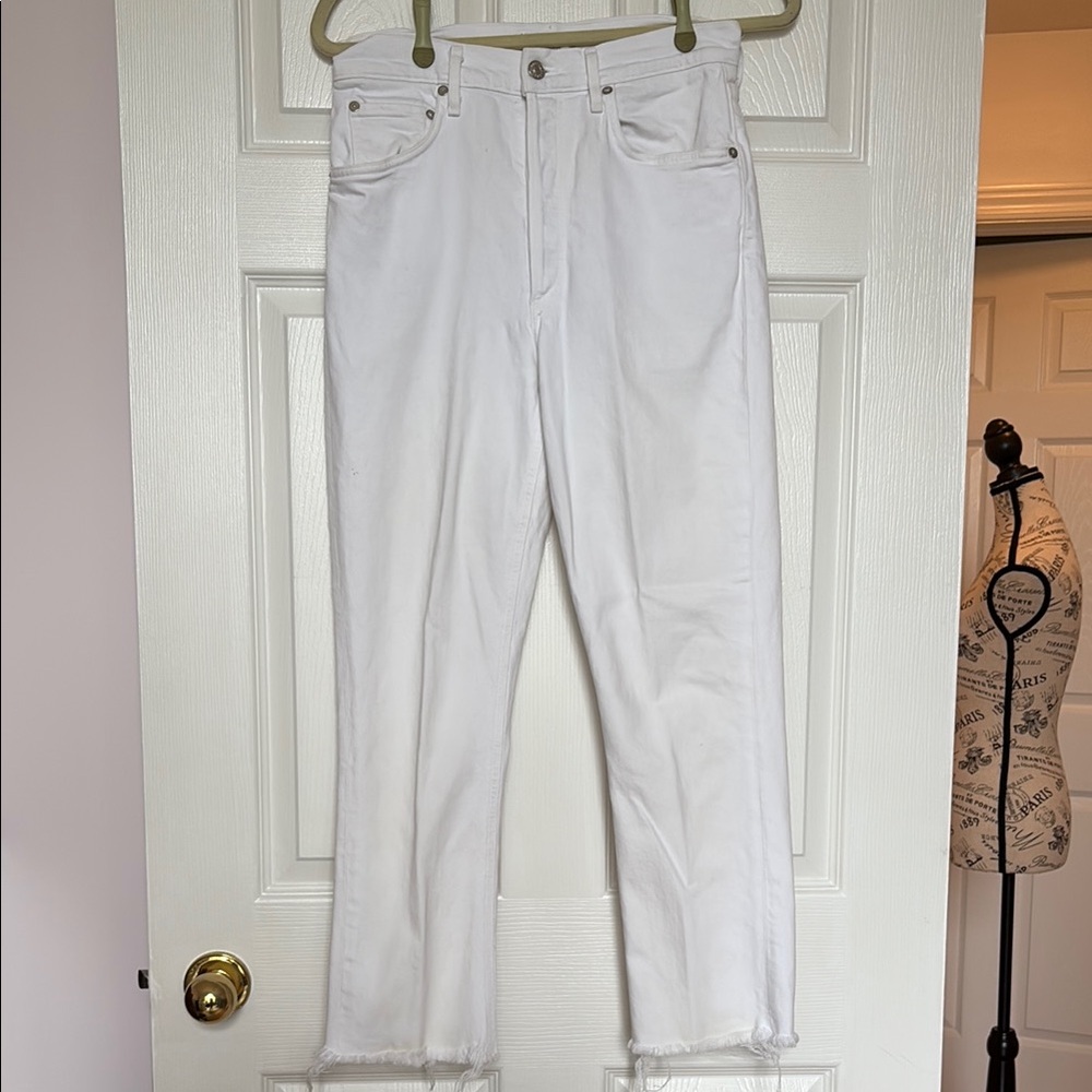 Agolde White Ankle Cropped Jeans